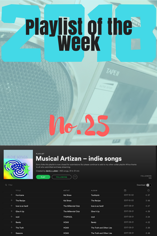 Playlist of the Week 2018, no 25: Musical Artizan's Indie Songs.