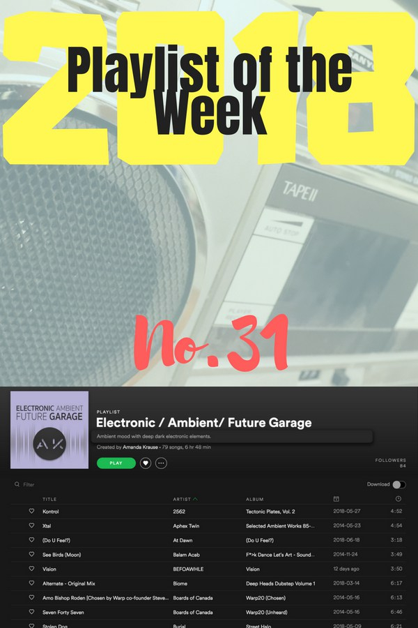 Playlist of the Week - No 31: Electronic / Ambient / Future Garage, by Amanda Krause.